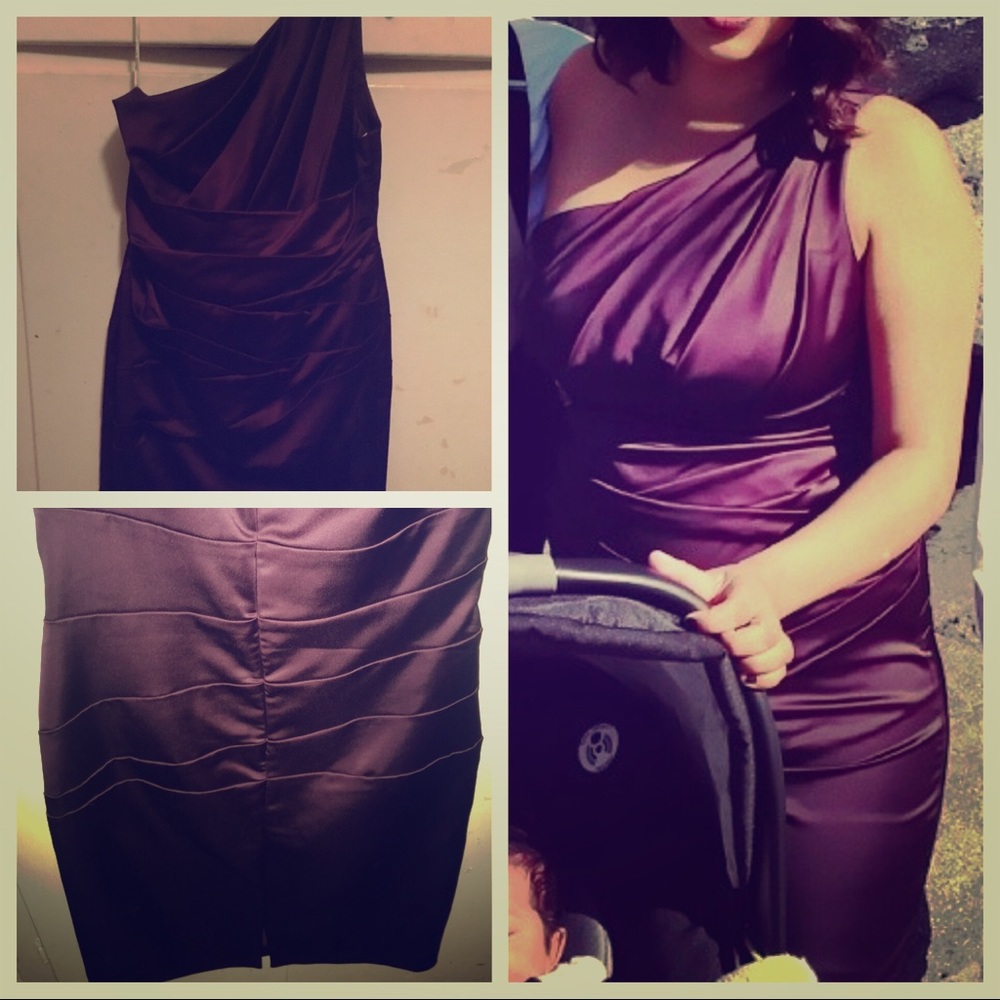 One shoulder Burgundy Bridesmaid Dress
